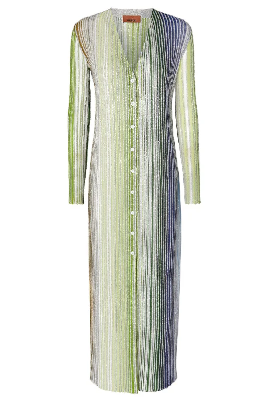 LONG VNECK FRONT BUTTON CARDIGAN Bright Pastel Dark
