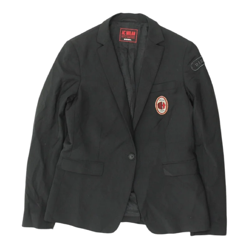 AC Milan x Diesel Womens Black Blazer Jacket | High End Football Designer Suit Women's Boutique Jacket AC Milan x Diesel Womens Black Blazer Jacket | High End Football Designer Suit Women's Boutique Jacket