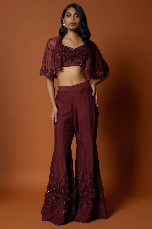 Maroon Red Embroidered Choli, Sharara, Short Jacket Set Rayon Jacket Velvet Jacket Corduroy Jacket Maroon Red Embroidered Choli, Sharara, Short Jacket Set Rayon Jacket Velvet Jacket Corduroy Jacket