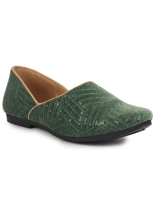Men Green Embroidery Sequin Ethnic Half Cut Slip On Juttis and Mojaris for Wedding|Traditional Sherwani Shoes|Slip-On For Nehru Jackets Snapped Jacket Toggled Jacket Drawstring Jacket Men Green Embroidery Sequin Ethnic Half Cut Slip On Juttis and Mojaris for Wedding|Traditional Sherwani Shoes|Slip-On For Nehru Jackets Snapped Jacket Toggled Jacket Drawstring Jacket