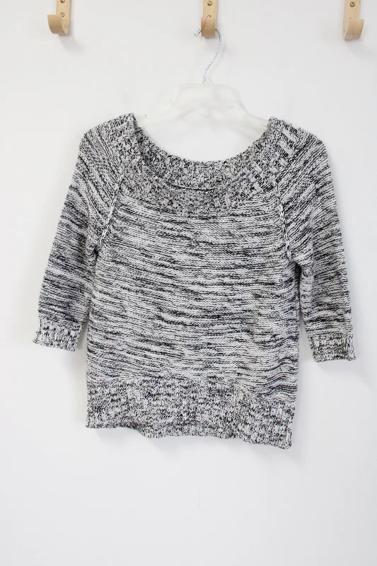 Express Black White Knit Sweater | XS Plaid Sweater Polka Dot Checkered