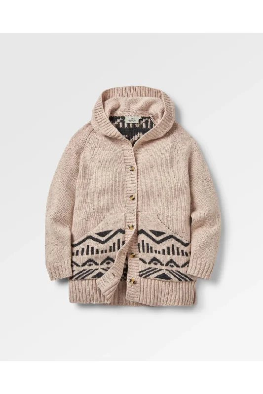 Passenger Snoozle Recycled Knitted Hooded Cardigan Oatmeal Boat Neck Shawl Collar Notched Collar Passenger Snoozle Recycled Knitted Hooded Cardigan Oatmeal Boat Neck Shawl Collar Notched Collar