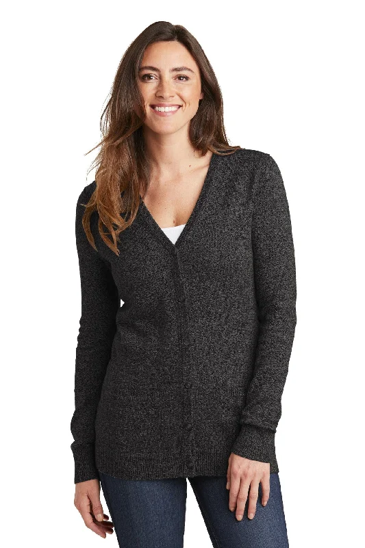 Port Authority Women's Marled Cardigan Sweater Open Front Closed Front Wrap Front