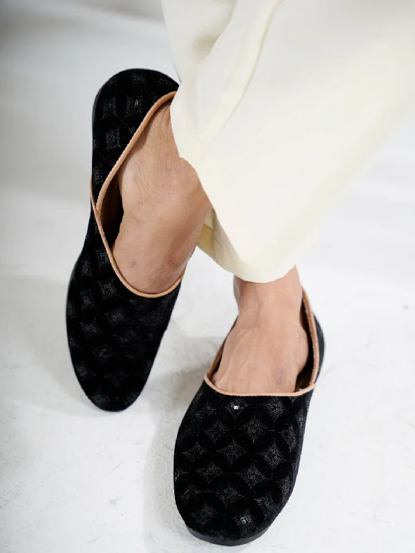 Men Black Embroidery Sequin Ethnic Half Cut Slip On Juttis and Mojaris for Wedding|Slip-On For Nehru Jackets|Traditional Sherwani Shoes Chenille Fabric Brocade Fabric Lace Fabric Men Black Embroidery Sequin Ethnic Half Cut Slip On Juttis and Mojaris for Wedding|Slip-On For Nehru Jackets|Traditional Sherwani Shoes Chenille Fabric Brocade Fabric Lace Fabric