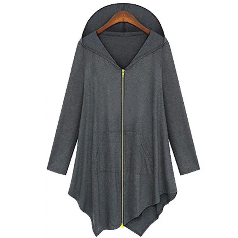 Cotton Trench Coat Women Hoodied Overcoat Female Zipper Cardigans Grey/ Black Color Plus Size 4XL Boat Neck Shawl Collar Notched Collar Cotton Trench Coat Women Hoodied Overcoat Female Zipper Cardigans Grey/ Black Color Plus Size 4XL Boat Neck Shawl Collar Notched Collar