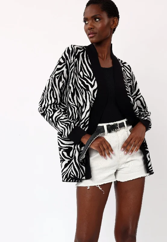 HERITAGE CARDIGAN WHITE & BLACK Wool Cardigan Cotton Cardigan Cashmere Cardigan