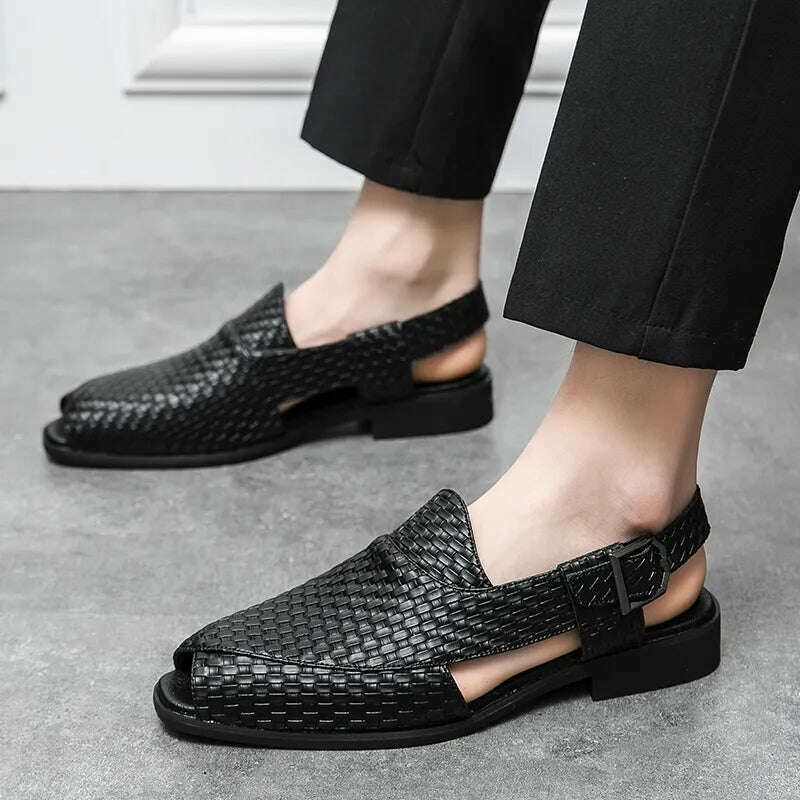 Italian Style Fashion Solid Color Leather Sandals for Men Business Dress Sandals Handmade Comfort Shoes Men Sandalias Breathable Italian Style Fashion Solid Color Leather Sandals for Men Business Dress Sandals Handmade Comfort Shoes Men Sandalias Breathable