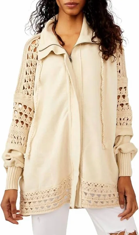 Dune Bug Cardigan In White Swan Elasticated Padded Insulated