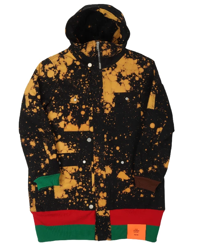 Bleach Washed Long Parka Casual Everyday Parka Jacket