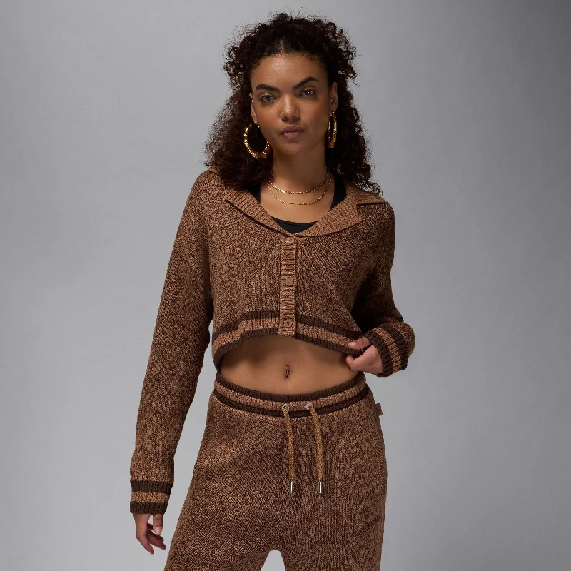 Air Jordan Knit Cardigan "Archeo Brown" Patchwork Embroidered Appliqued