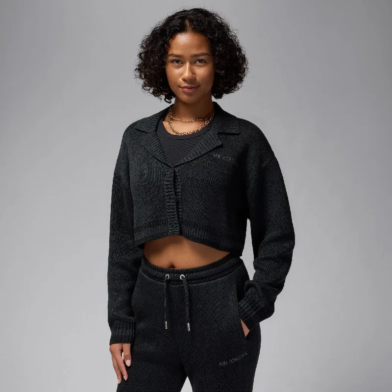 Air Jordan Knit Cardigan "Black" Real Fur Shearling Chenille