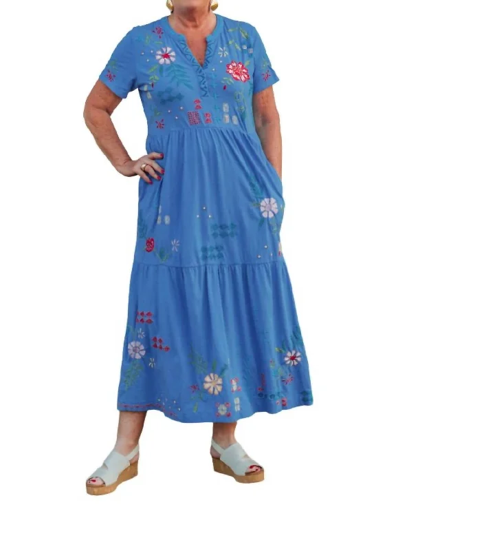 Katie Henley Tiered Knit Dress In Ultramarine