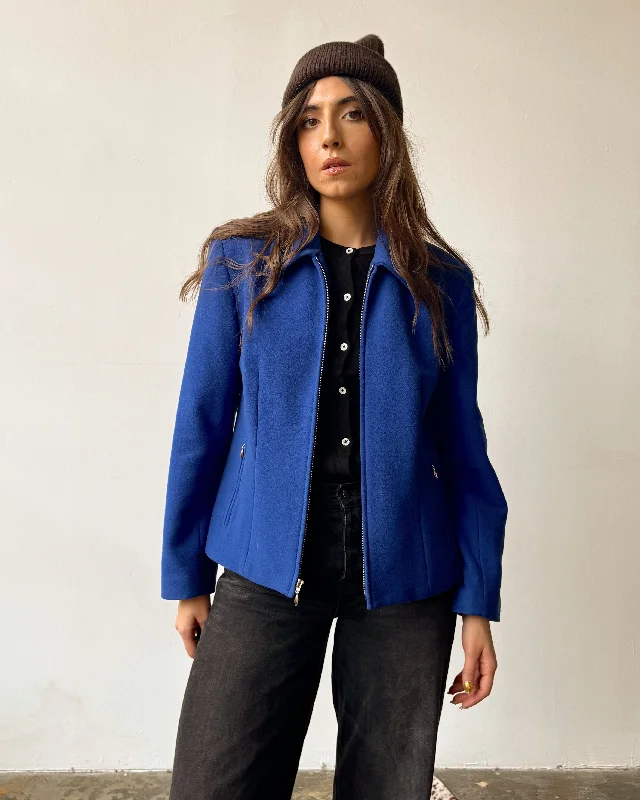 Royal Blue Zip Front Wool Cashmere Blend Jacket - M Denim Jacket Leather Jacket Suede Jacket Royal Blue Zip Front Wool Cashmere Blend Jacket - M Denim Jacket Leather Jacket Suede Jacket