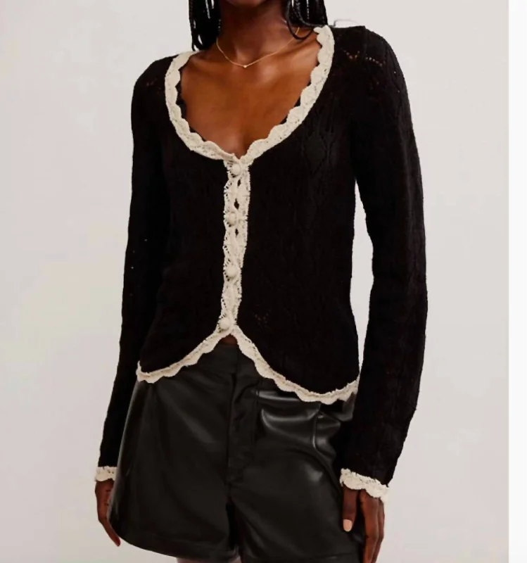 Adelene Cardigan In Black Cream Combo Bright Pastel Dark