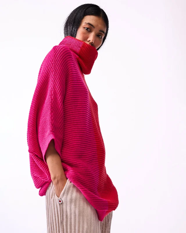 Tao Turtle Neck Sweater - Bright Red & Orange Cotton Fabric Linen Fabric Terry Fabric Tao Turtle Neck Sweater - Bright Red & Orange Cotton Fabric Linen Fabric Terry Fabric