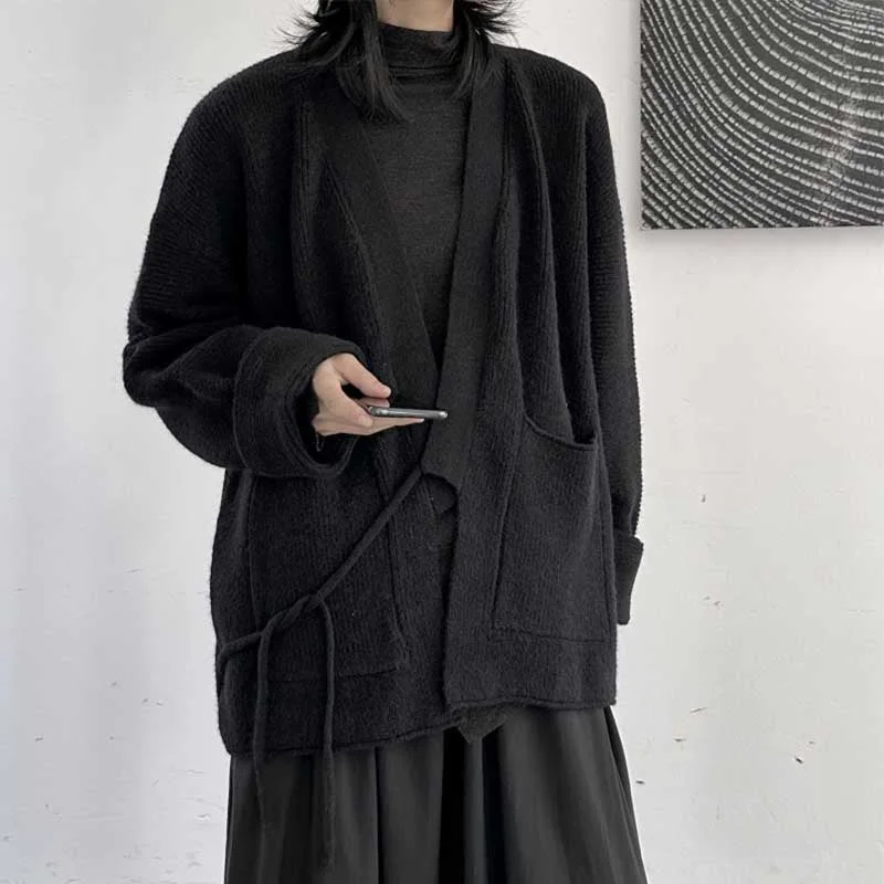 Cardigan Knitted Vintage Loose Sweater Spandex Rayon Corduroy