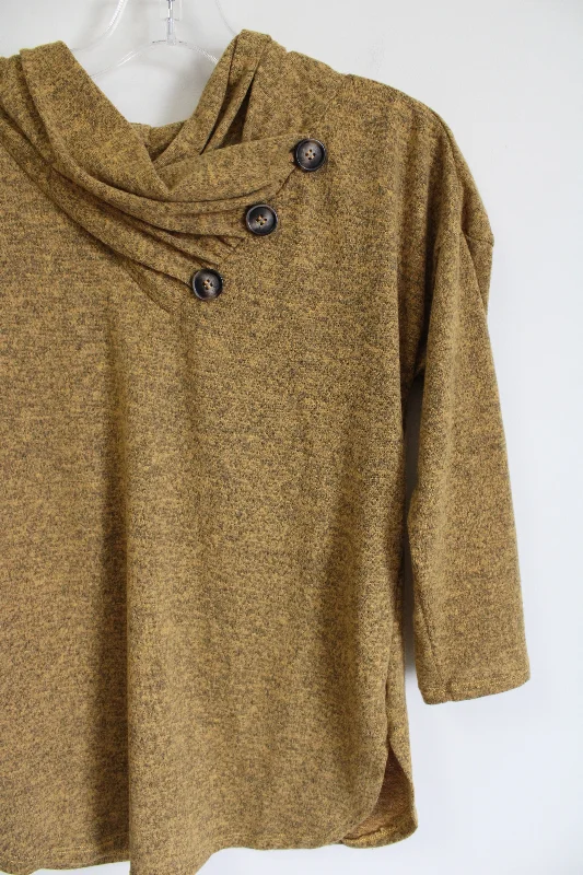 Orange & Brown Cowl Neck Sweater | S Fleece Sweater Nylon Polyester
