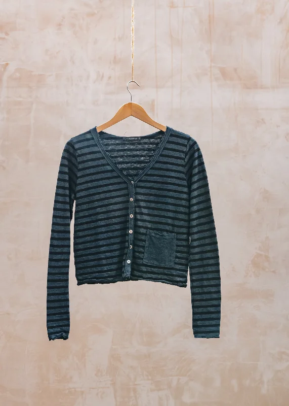 Cropped Cardigan in Night Lace Blend Ribbed Blend Corduroy Blend