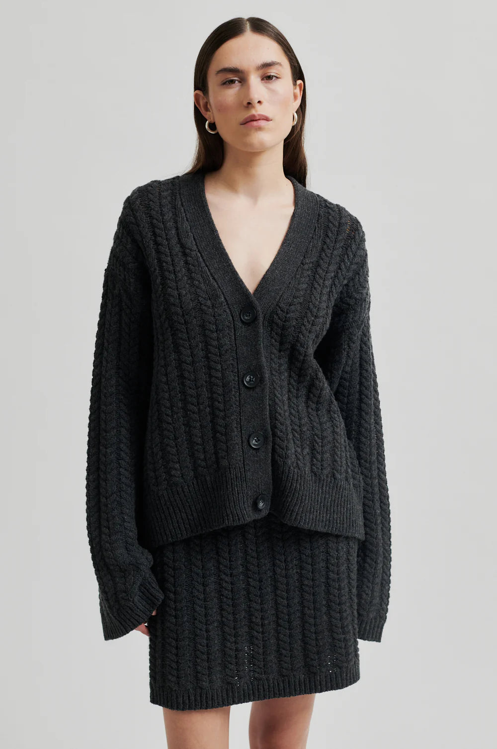 Casabel Knit Cardigan Chenille Blend Fleece Blend Nylon Blend