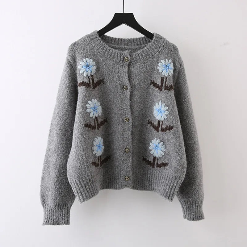 Advbridge 3D Flower Embroidery Sweater Women Autumn Winter Jacquard Knit Cardigan O-Neck Cashmere Wool Knitwear Coat Jumper Stretchy Elastic Breathable Advbridge 3D Flower Embroidery Sweater Women Autumn Winter Jacquard Knit Cardigan O-Neck Cashmere Wool Knitwear Coat Jumper Stretchy Elastic Breathable