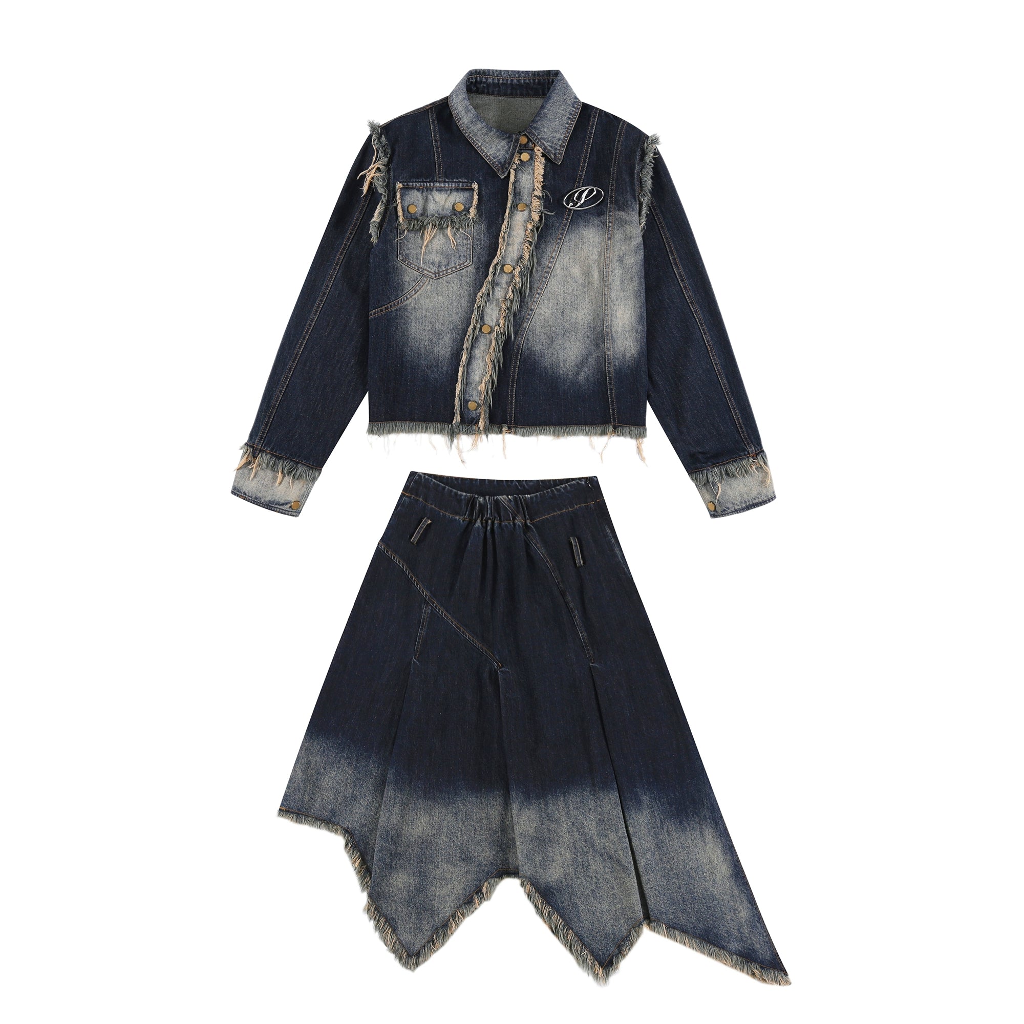 Denim blouse jacket and skirt【s0000004060】 Zippered Front Buttoned Front Snap Front Denim blouse jacket and skirt【s0000004060】 Zippered Front Buttoned Front Snap Front