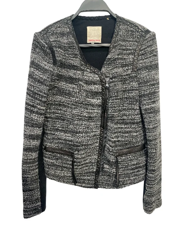 rebecca taylor/Jacket/Cotton/GRY/QUILTED ZIP Wool Fabric Cashmere Fabric Tweed Fabric rebecca taylor/Jacket/Cotton/GRY/QUILTED ZIP Wool Fabric Cashmere Fabric Tweed Fabric