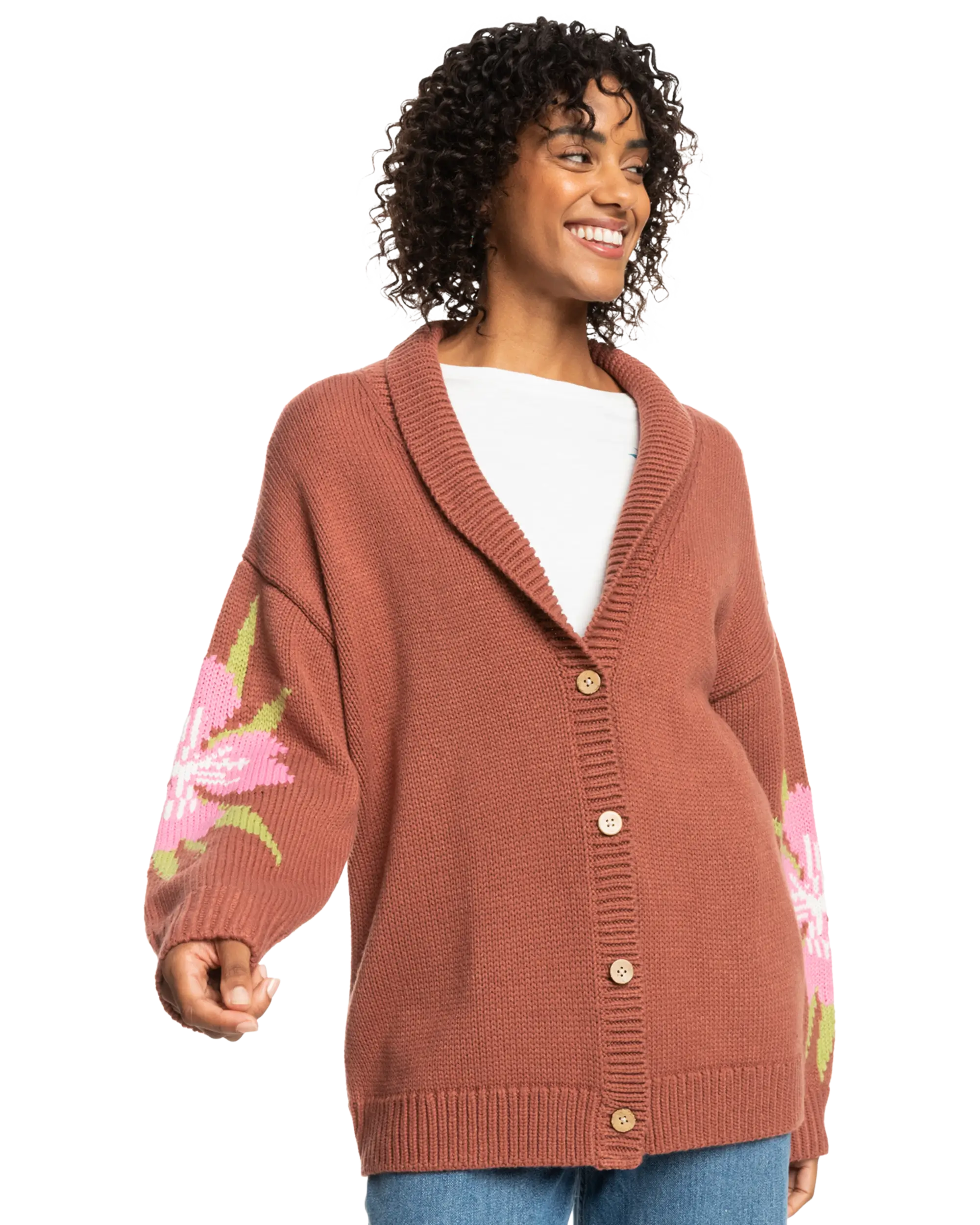 Hand On Heart Cardigan in Cedar Wood Terry Terry Cloth Terry Knit