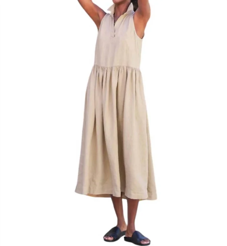 Daphne Sleeveless Popover Dress In Biscuit