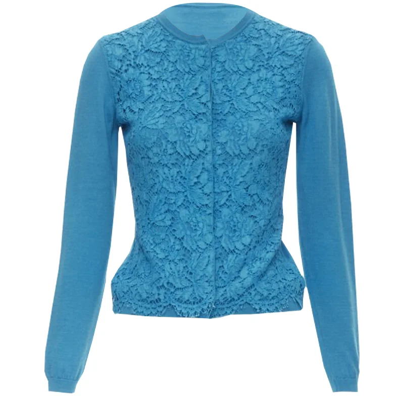 Valentino Garavani floral lace wool cashmere cardigan Toggled Drawstring Belted