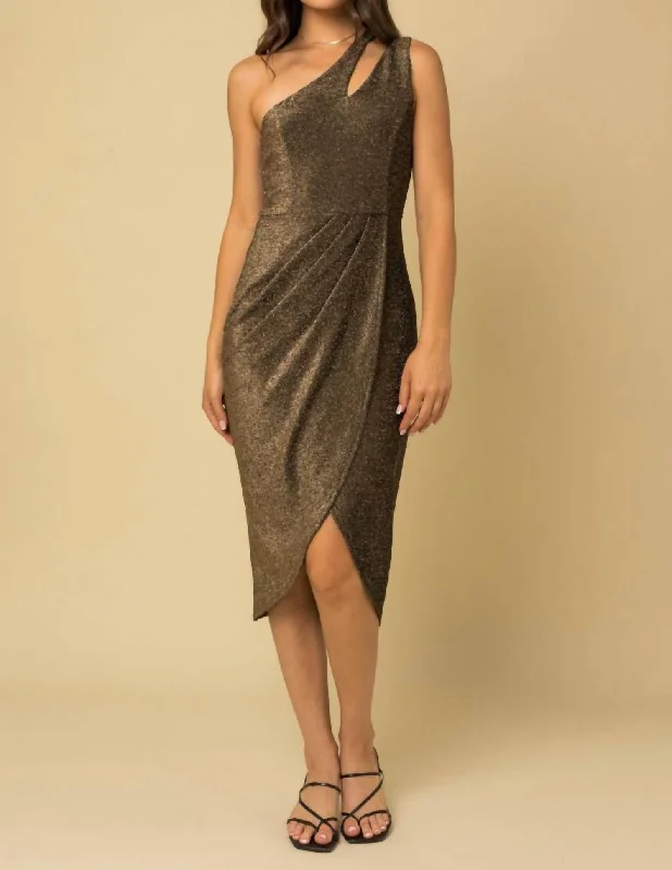 Let It Shimmer Dress In Gold