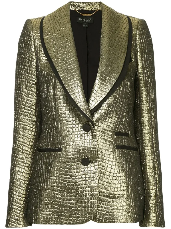 crocodile textured metallic blazer High-End Women's Suit