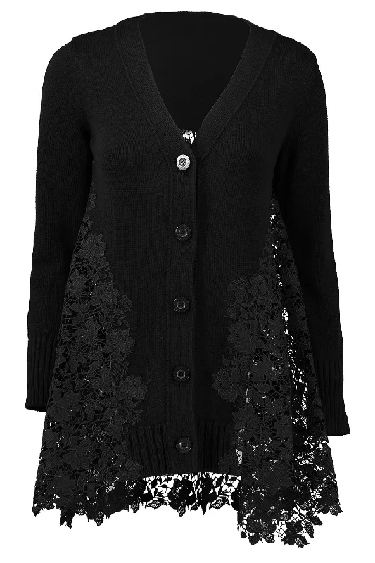 Gardenia Guipure Long Cardigan Mesh Cardigan Canvas Denim