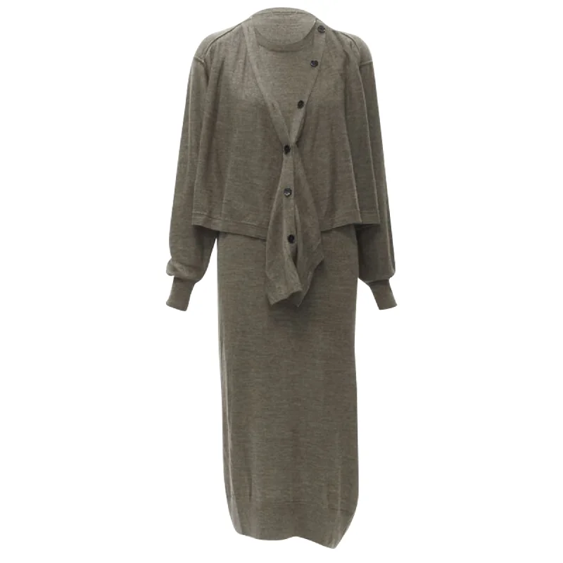 Lemaire merino wool blend tie cardigan sweater dress Zippered Buttoned Snapped