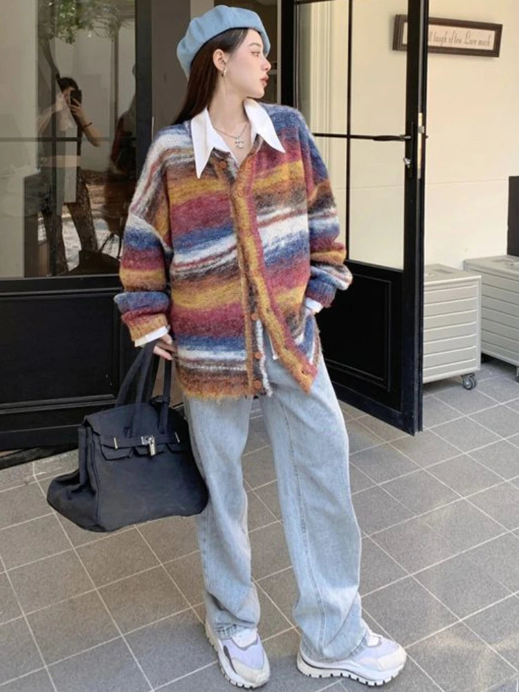 Advbridge Cardigan Women Colorful Special Cool Elegant Prevalent Attractive Korean Style Stylish Tender Vintage All-match Simple Autumn Hooded Caped Shawl Collar Advbridge Cardigan Women Colorful Special Cool Elegant Prevalent Attractive Korean Style Stylish Tender Vintage All-match Simple Autumn Hooded Caped Shawl Collar