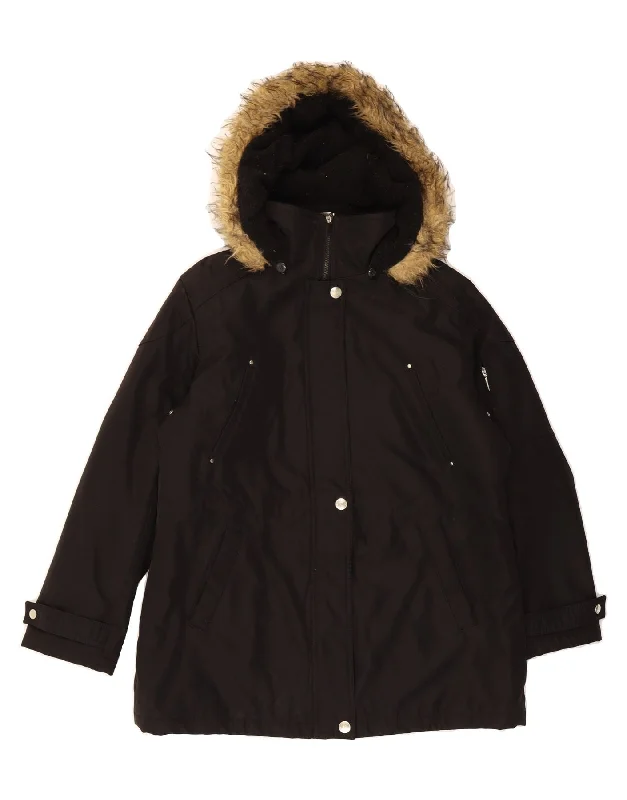LONDON FOG Womens Hooded Parka Jacket UK 16 Large Black Polyester Comfortable Sherpa-Lined Parka LONDON FOG Womens Hooded Parka Jacket UK 16 Large Black Polyester Comfortable Sherpa-Lined Parka