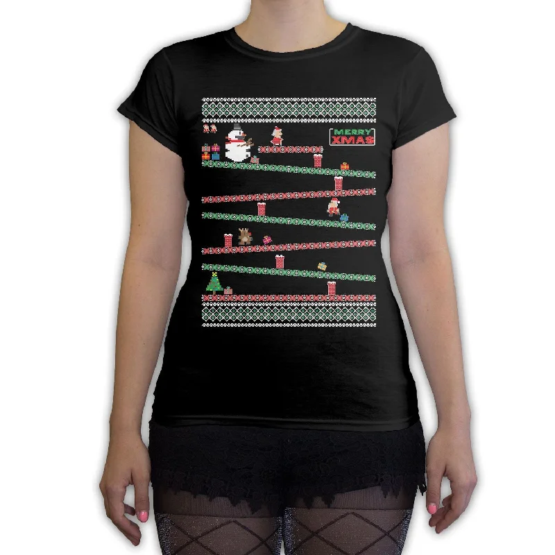 Function - 8 Bit Santa Arcade Ugly Christmas Sweater Women's Fashion T Shirt Print Jacquard Patchwork Function - 8 Bit Santa Arcade Ugly Christmas Sweater Women's Fashion T Shirt Print Jacquard Patchwork