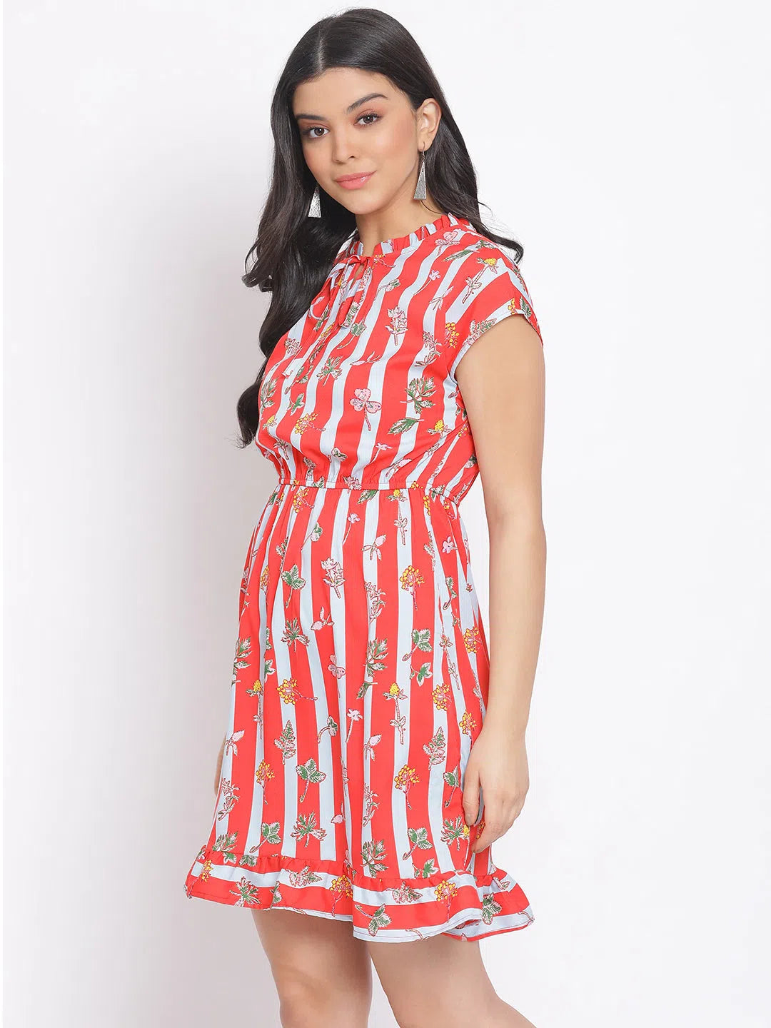 Floral Embrace Women Tie Knot Dress