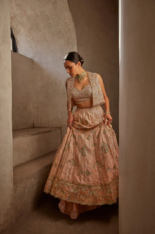 Peach Lehenga With Short Jacket And Bustier Denim Jacket Leather Jacket Suede Jacket Peach Lehenga With Short Jacket And Bustier Denim Jacket Leather Jacket Suede Jacket
