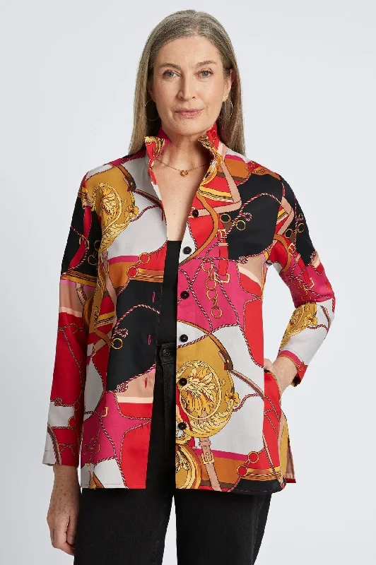 Carolina No Iron Buckle Scarf Print Shirt Jacket Tailored Jacket Straight Jacket A-Line Jacket Carolina No Iron Buckle Scarf Print Shirt Jacket Tailored Jacket Straight Jacket A-Line Jacket
