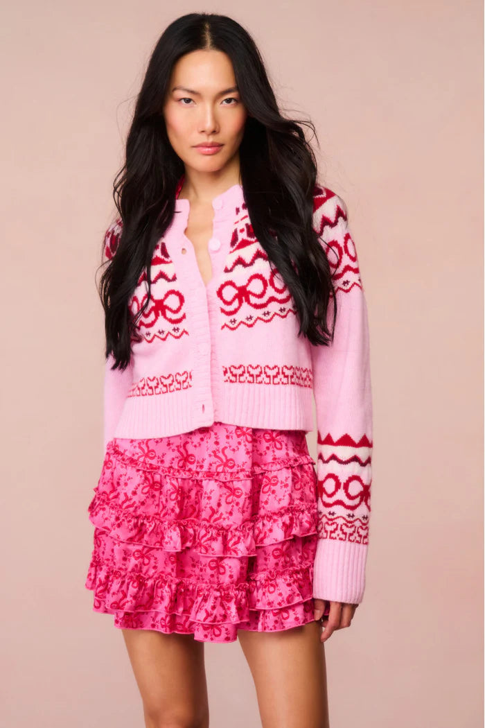 Shantae Wool Knit Cardigan Satin Blend Silk Blend Wool Blend