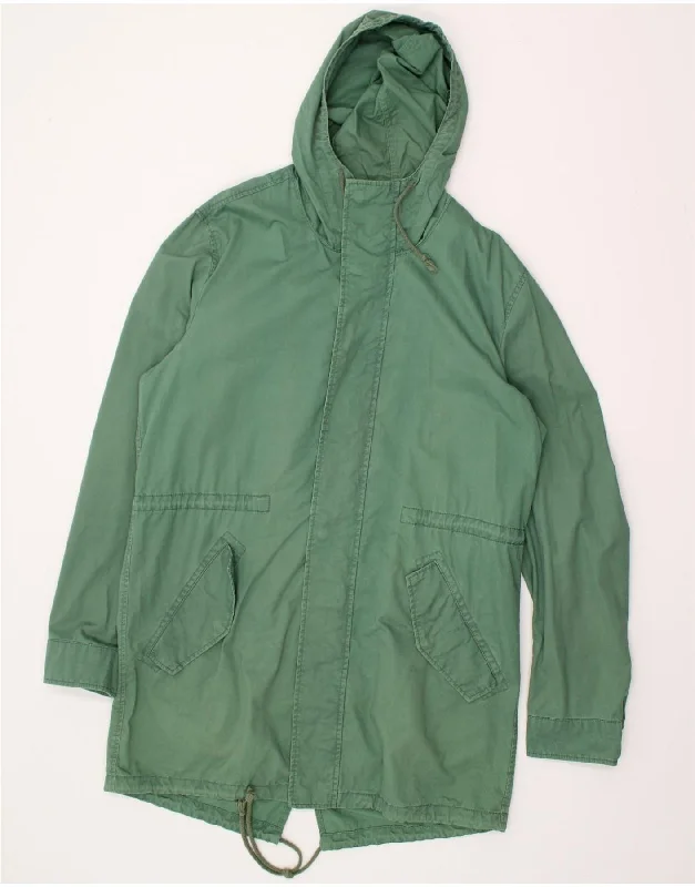 BENETTON Womens Hooded Parka Jacket IT 50 Large Green Cotton Elegant Double-Breasted Parka BENETTON Womens Hooded Parka Jacket IT 50 Large Green Cotton Elegant Double-Breasted Parka