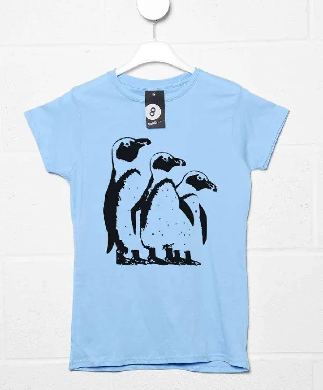 3 Penguins Fitted Womens T-Shirt As Worn By John Mcvie Print Jacquard Patchwork