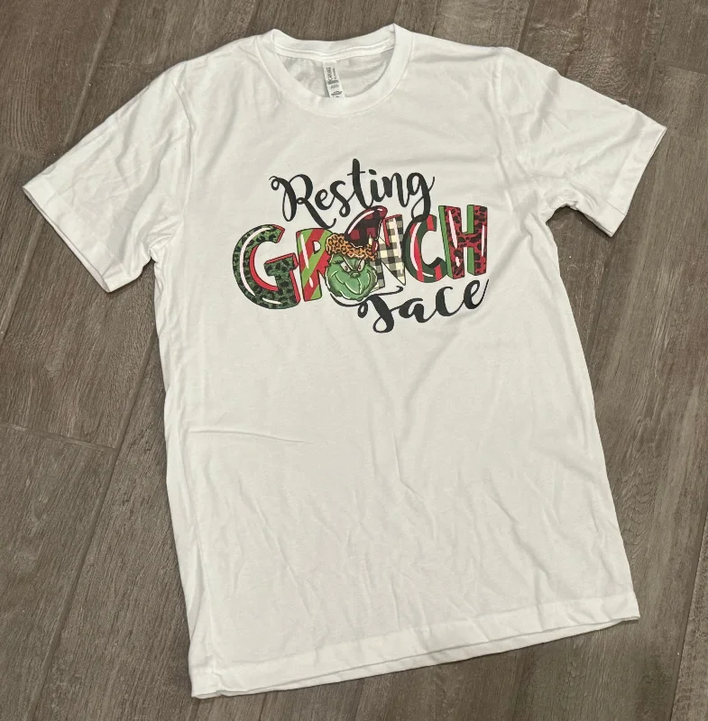 Adult Resting Grinch Face Graphic Tee Satin Fabric Silk Fabric Chiffon Fabric