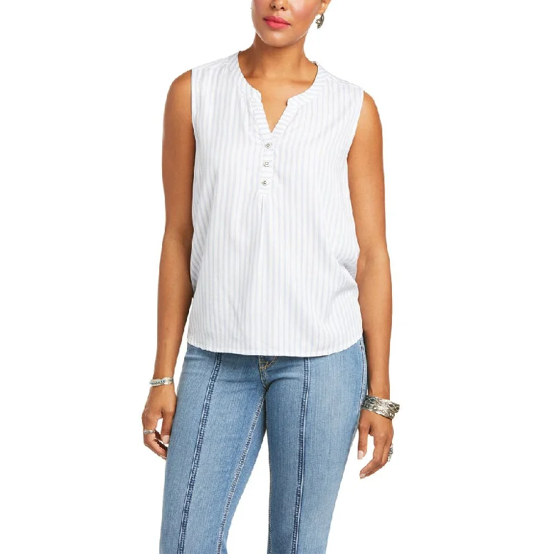 Ariat Womens Breezy Sleeveless Shirt Striped Floral Plaid