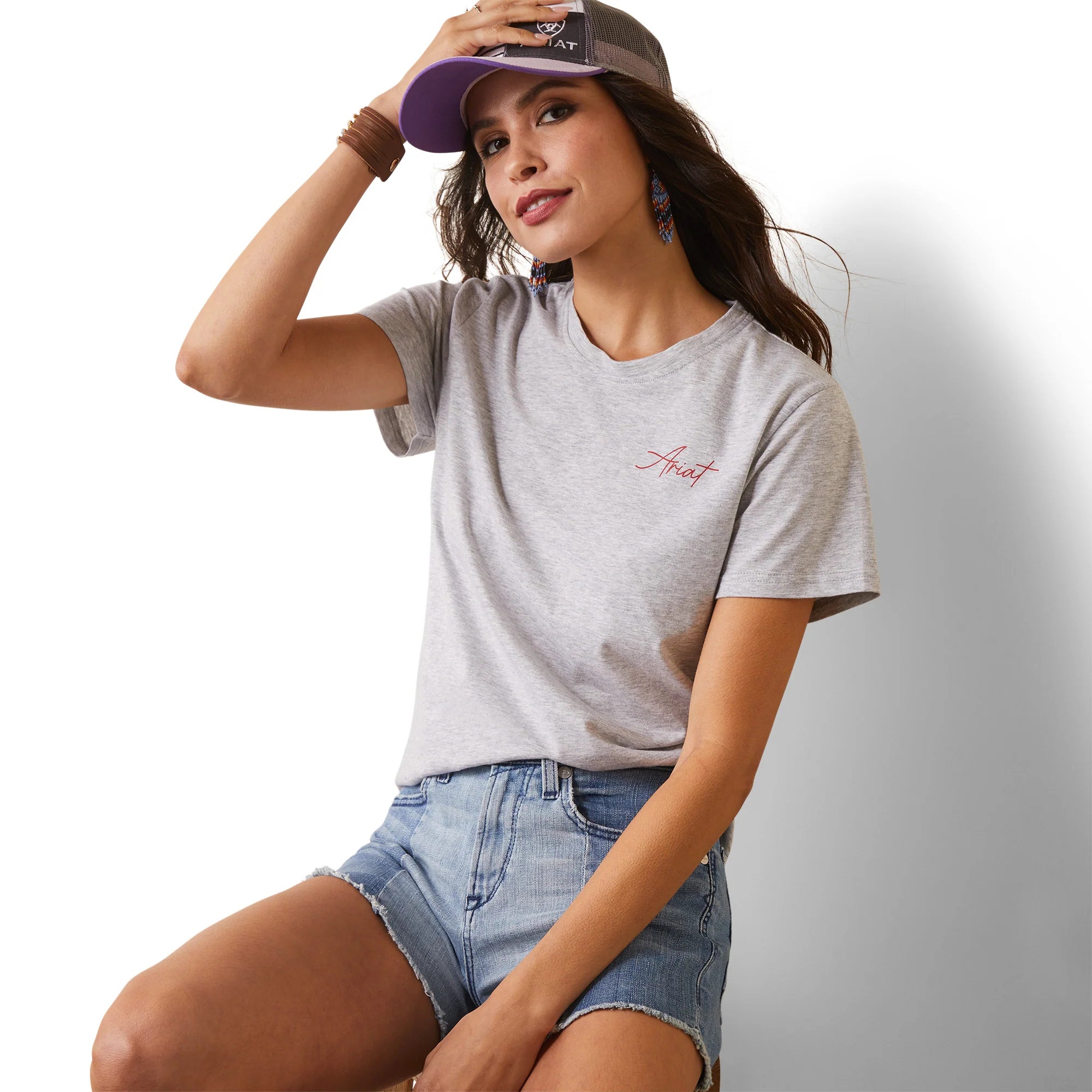 Ariat Womens Real Cool Cow S/S T-Shirt Graphic Embroidered Appliqued