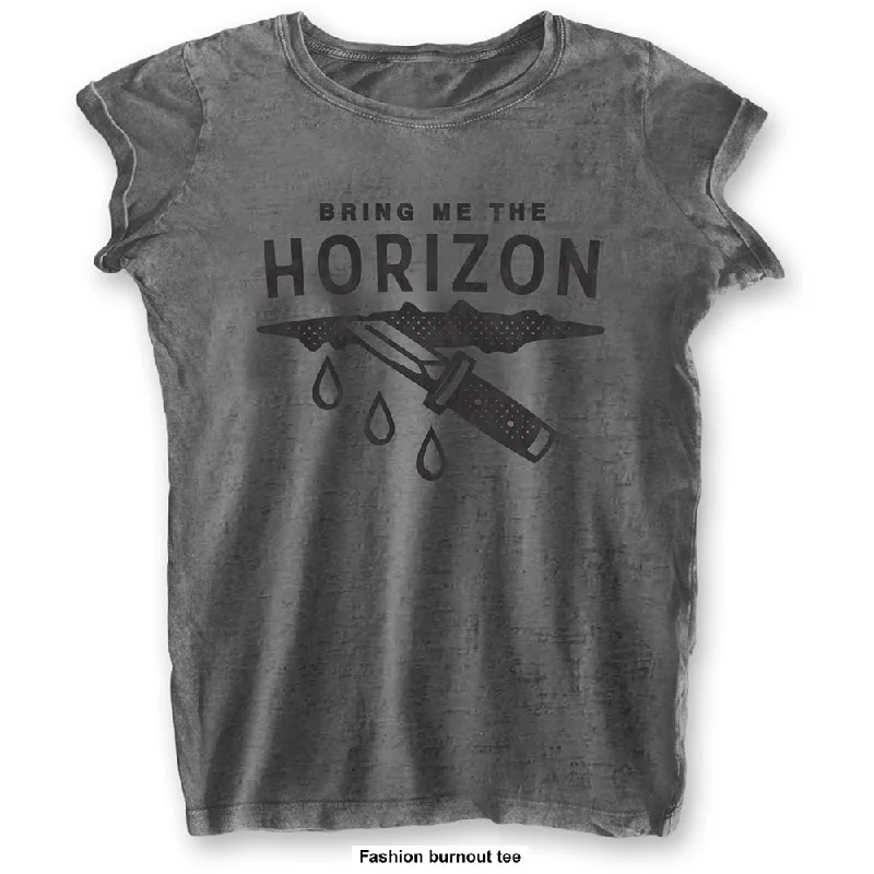 Bring Me The Horizon Wound Ladies Burn Out T-Shirt Print Jacquard Patchwork