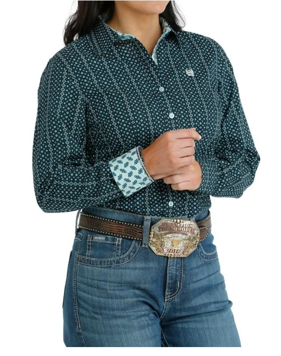 Cinch Ladies Printed Stripe Button Down Western L/S Shirt - Blue/Black - MSW9165044 Anti-Pilling Machine Wash Handmade Cinch Ladies Printed Stripe Button Down Western L/S Shirt - Blue/Black - MSW9165044 Anti-Pilling Machine Wash Handmade