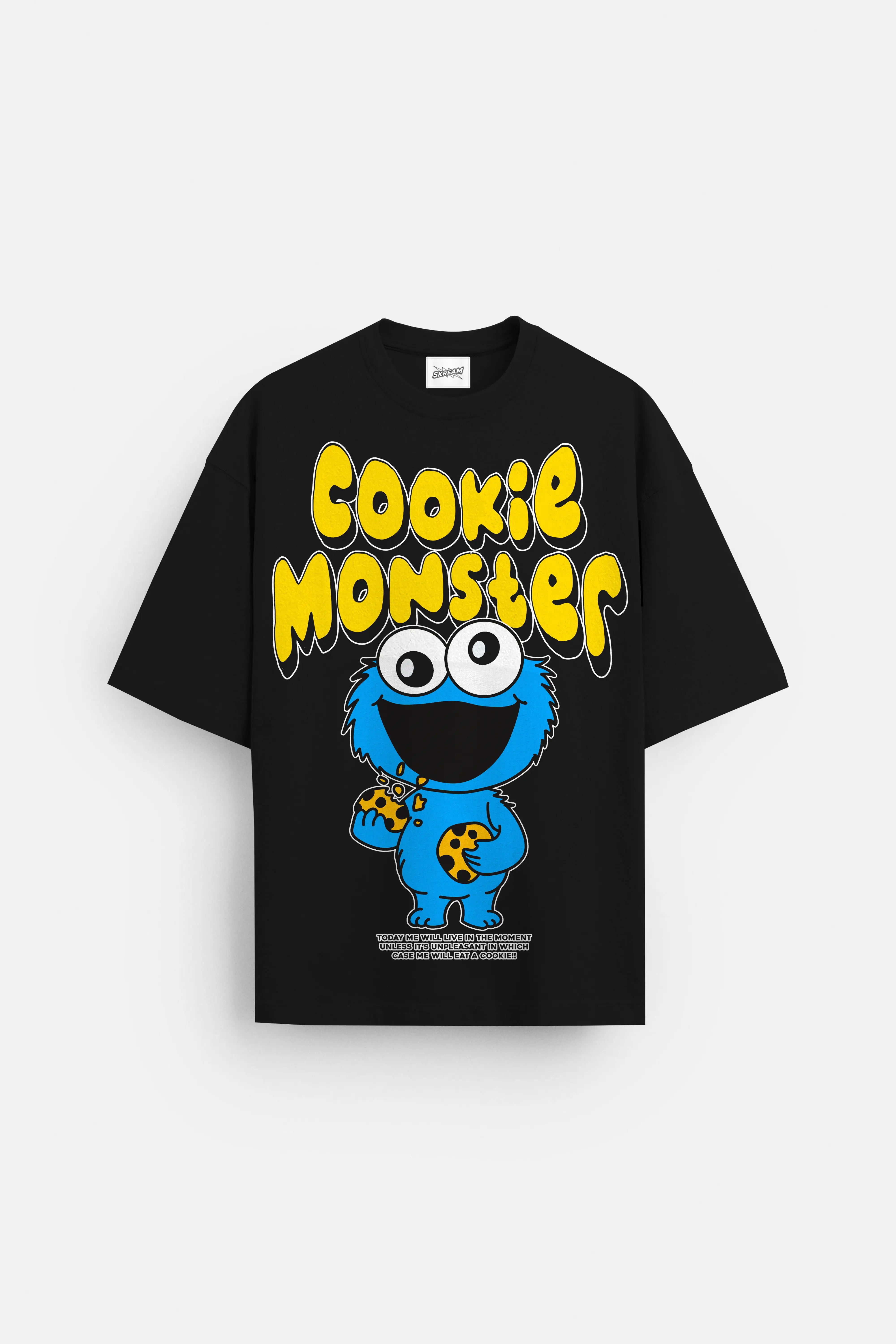 Cookie monster Oversized T-shirt Beaded Sequined Faux Fur