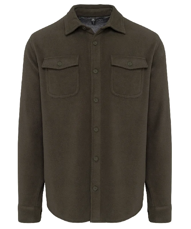 Dark Khaki/Storm Grey - Sherpa-lined fleece overshirt Chenille Brocade Lace