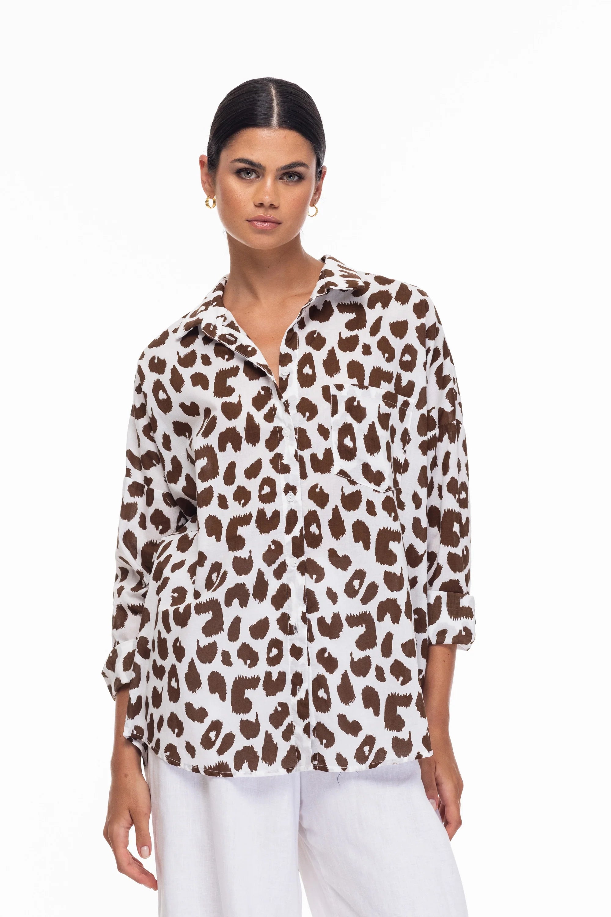 Defiant Shirt Chocolate Leopard Terry Blend Velvet Blend Canvas Blend